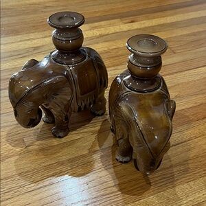 Brown Elephant Figurine Set